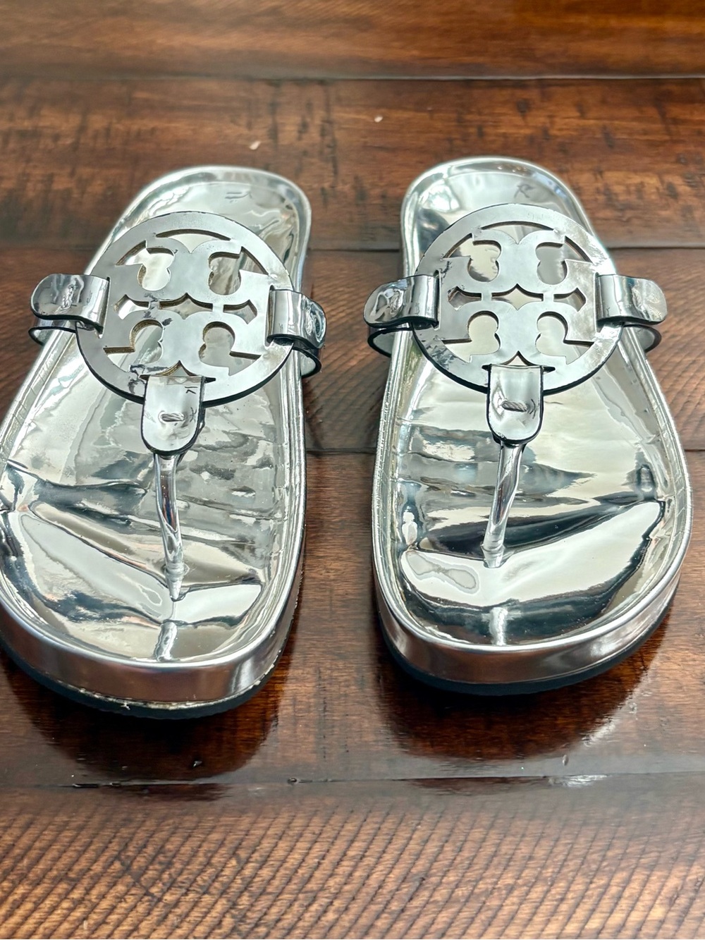 Tory Burch Miller Cloud Sandal Silver Metallic Size 7 - Picture 2 of 6